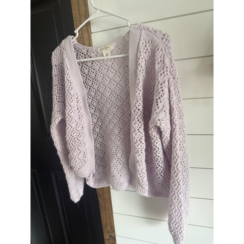 Jessica‎ Simpson Lavender Pointelle Knit 2-Piece Cardigan and Tank Set Womens XS